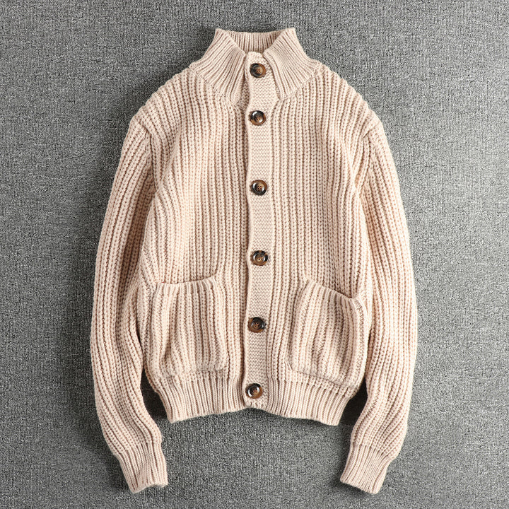 Knit jacket for women with large pockets and button closure Lune London