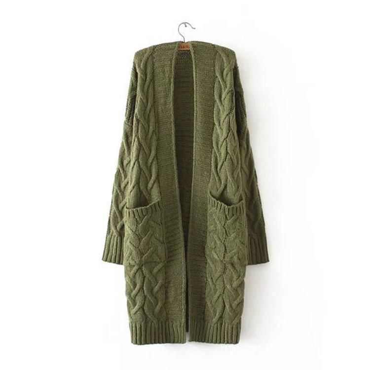 Women’S Cardigan with Chunky Cable Pattern and Pockets Lune London