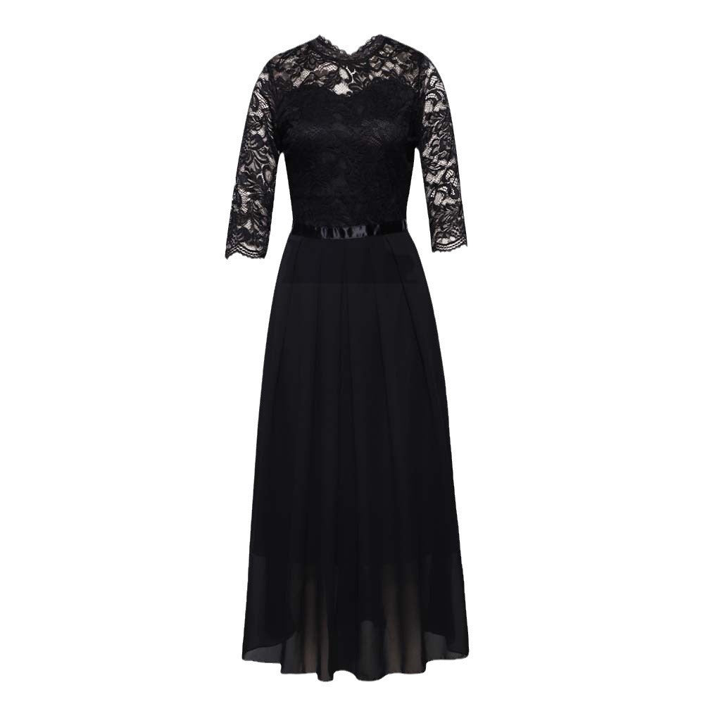 Elegant evening dress for ladies with lace top and flowy skirt Lune London