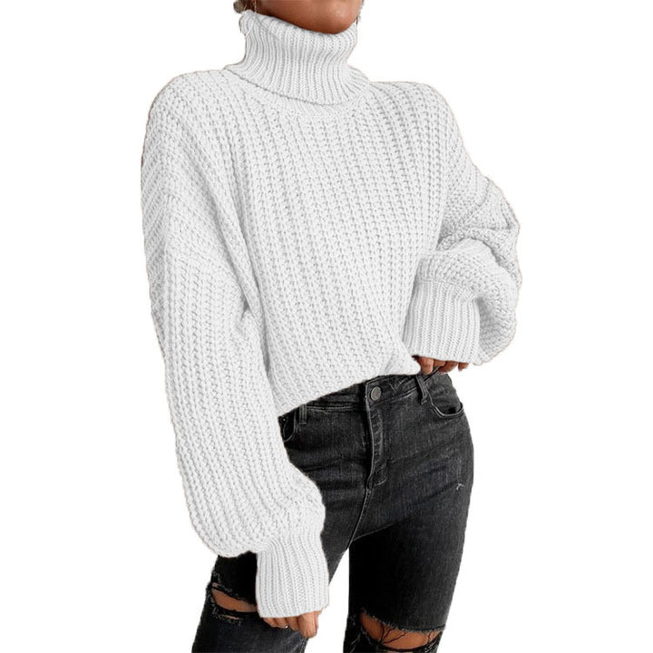 Thick knit sweater for women with high collar and relaxed fit Lune London