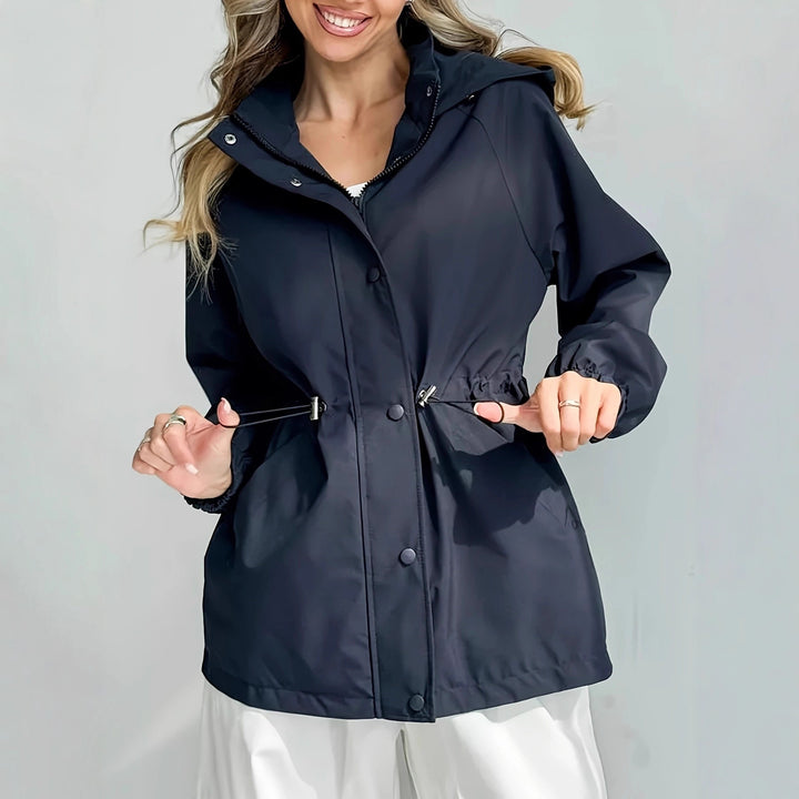 Women's waterproof leisure jacket with adjustable hood and elastic waist Lune London