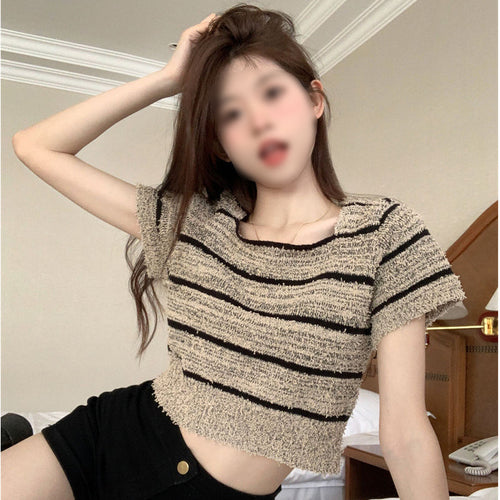 Women's Cropped Top with fashionable striped pattern and casual cut
