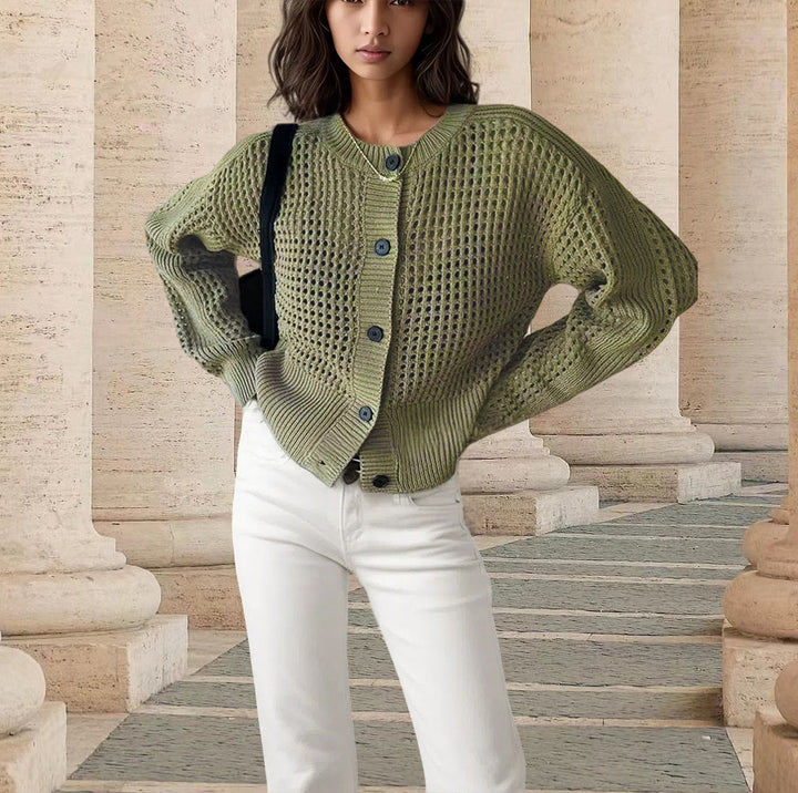 Thick knit jacket for women with an openwork design and a relaxed fit Lune London