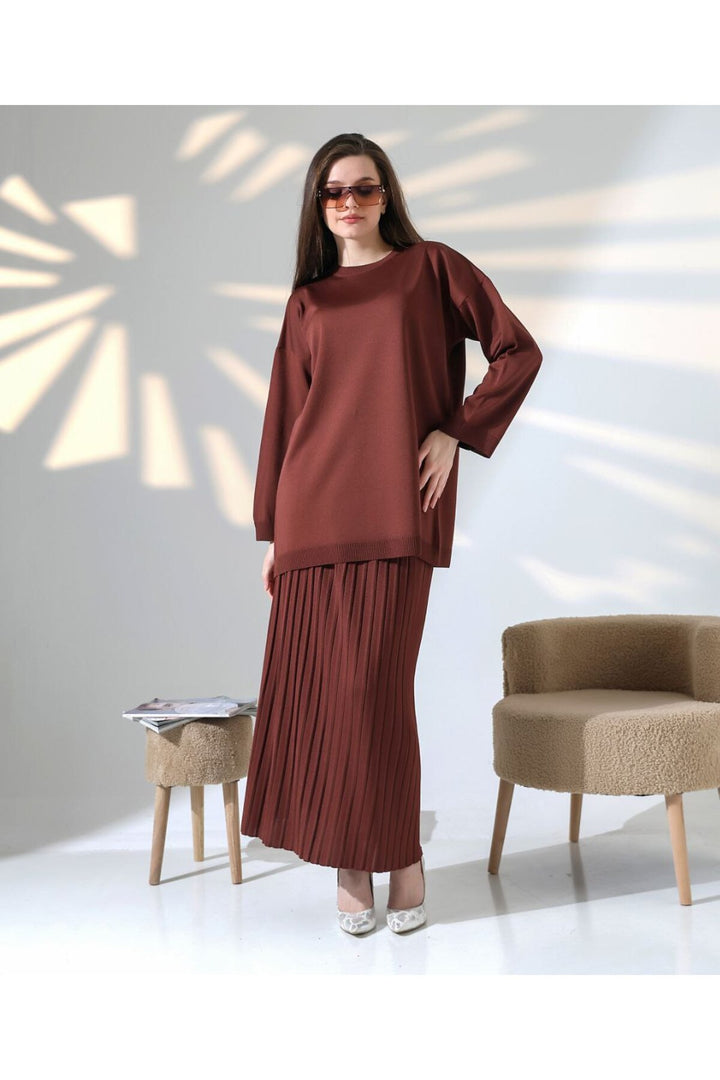 Ensemble Chemise à Manches Longues et Jupe Plissée pour Femme Chic & Stil