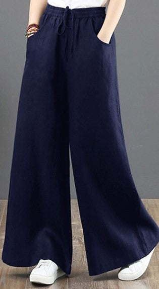 Wide linen trousers for women with elastic waistband Lune London