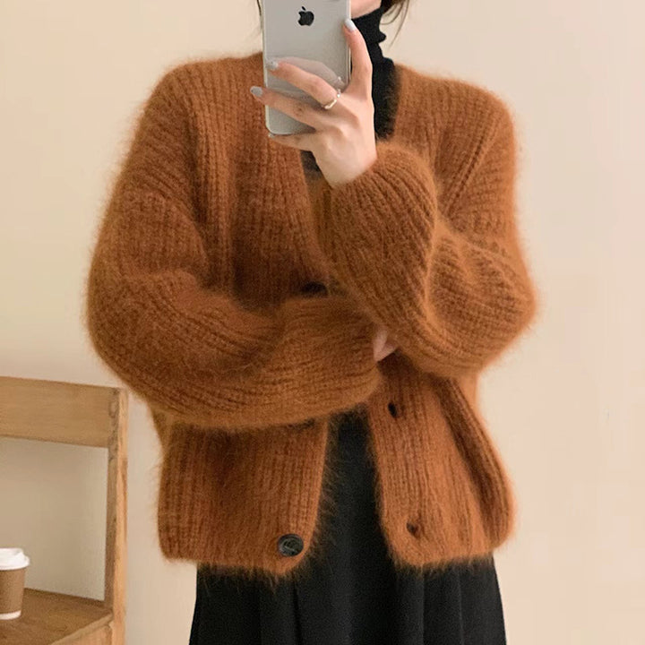 Ladies Cozy Knit Sweater with Big Buttons Lune London