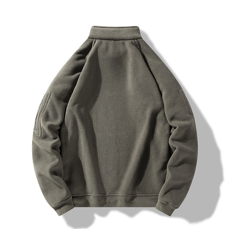 Fleece pullover for men with a high collar and practical zip pockets Lune London