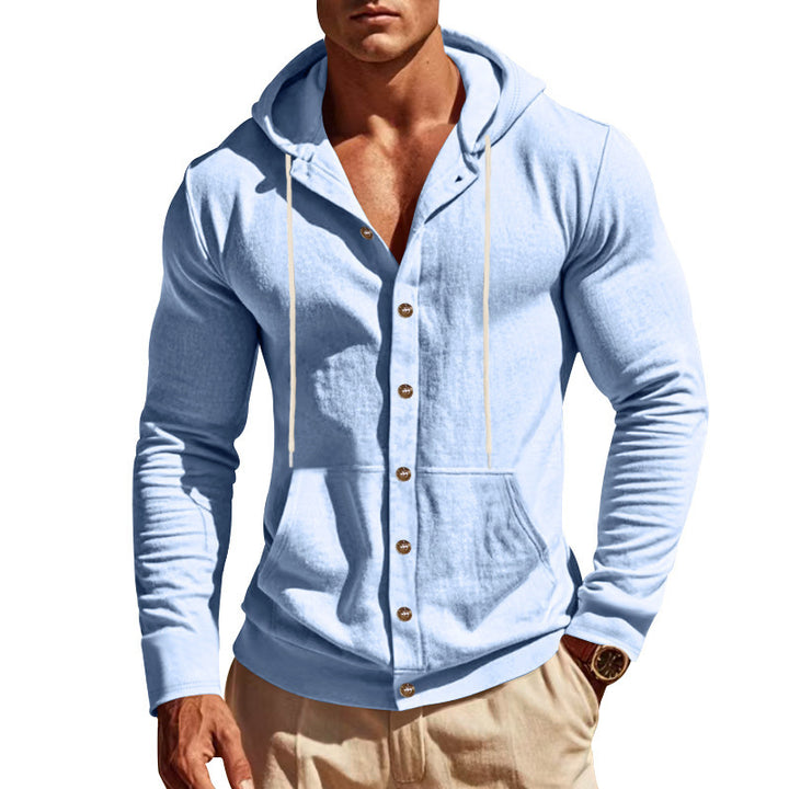 Men's hoodie with button placket and practical pockets Lune London