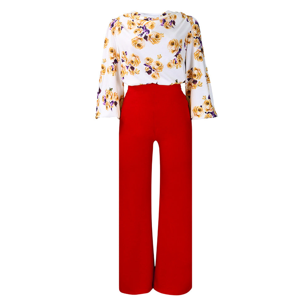 Women's jumpsuit with floral top and wide pants Lune London