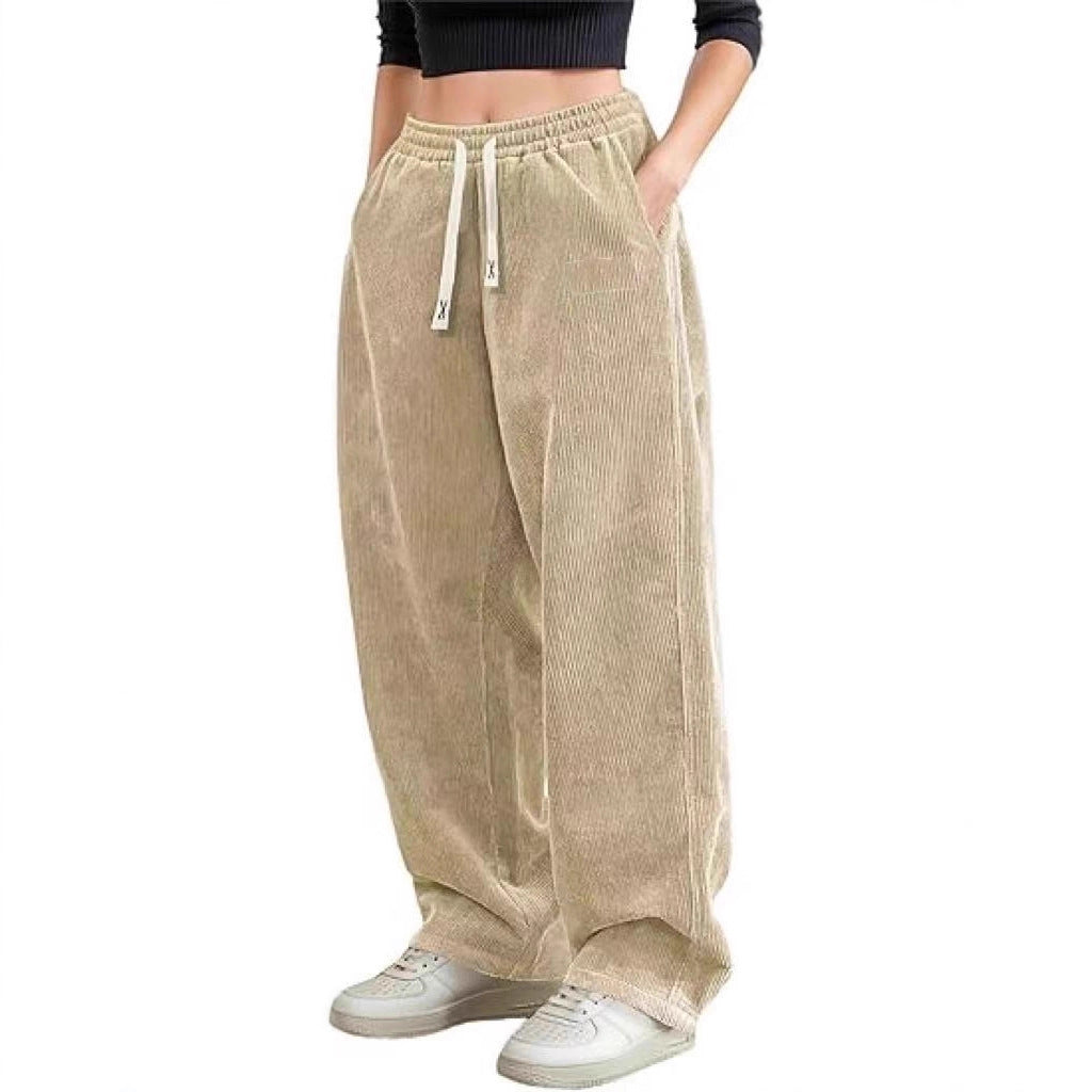 Pantalon large en corduroy pour femmes avec taille élastique Chic & Stil