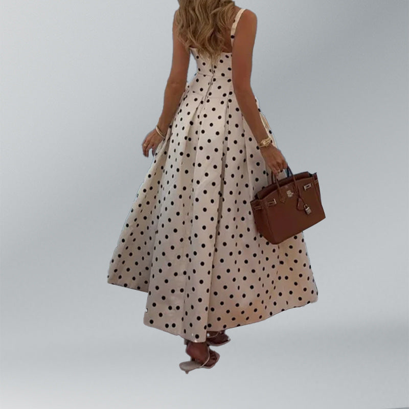 Robe maxi élégante à pois pour femmes Chic & Stil