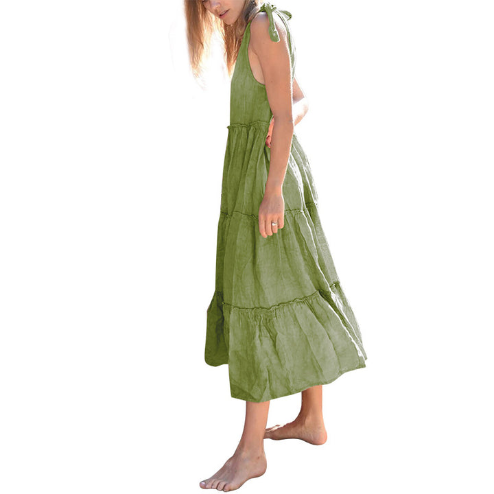 Maxi dress with tiers for women with adjustable straps Lune London