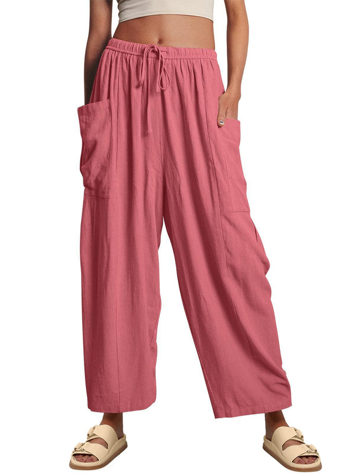 Comfortable Palazzo Pants for ladies with elastic waistband and side pockets Lune London