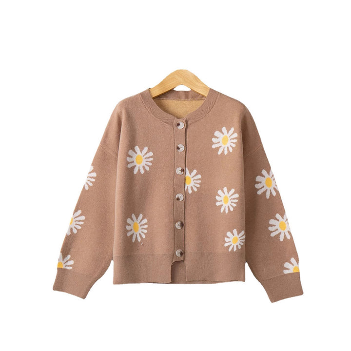 Knitted floral pattern jacket for women with short sleeves Lune London