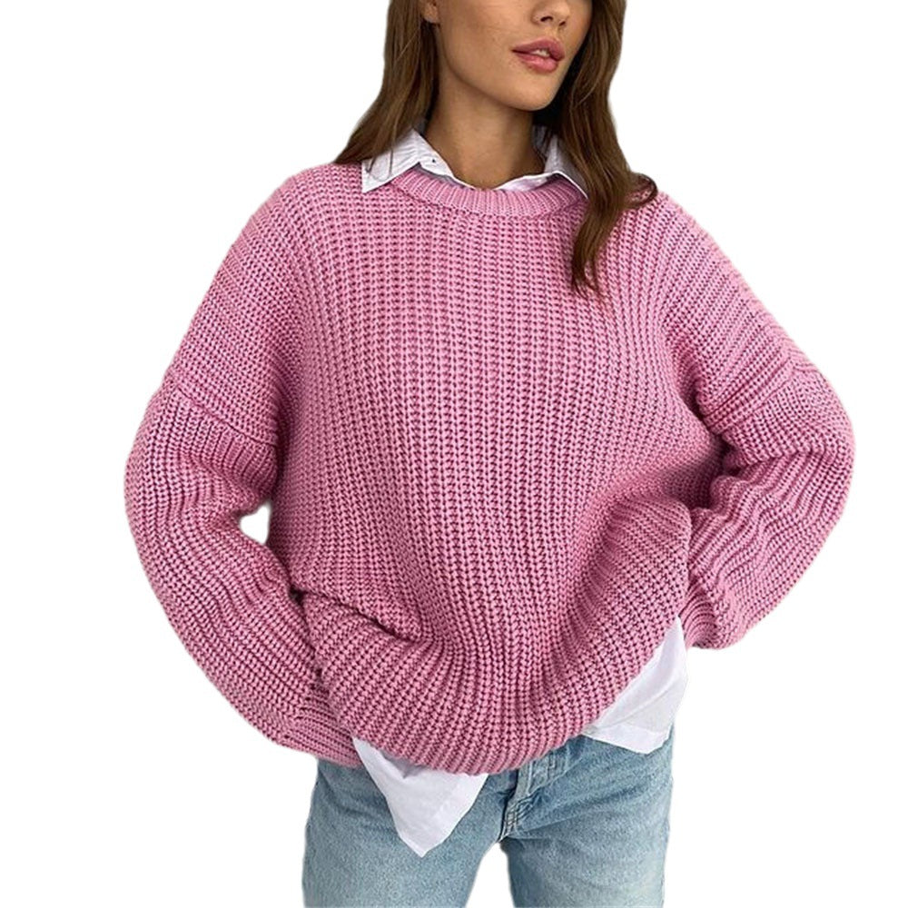 Pull en maille épaisse pour femmes avec coupe décontractée et col rond Chic & Stil