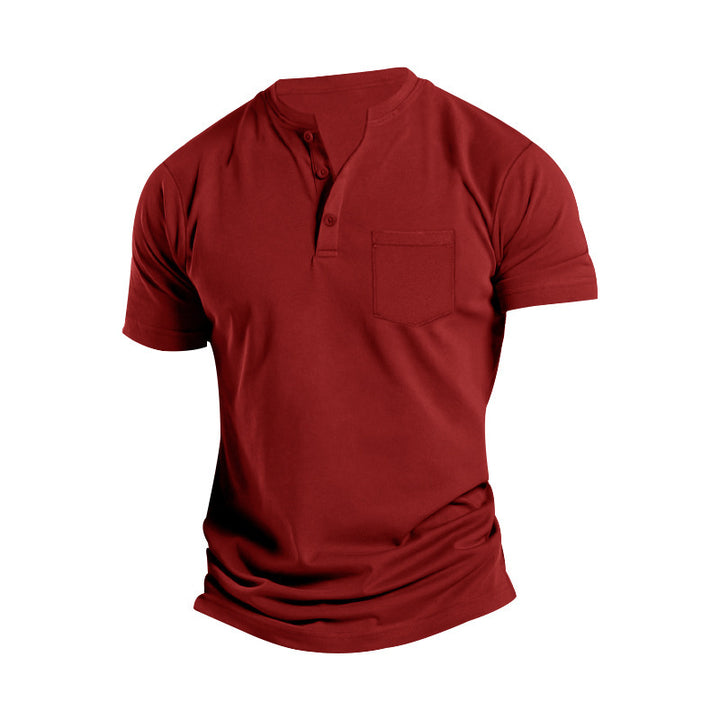 Men's Short Sleeve Henley T-Shirt with Practical Button Detail Lune London
