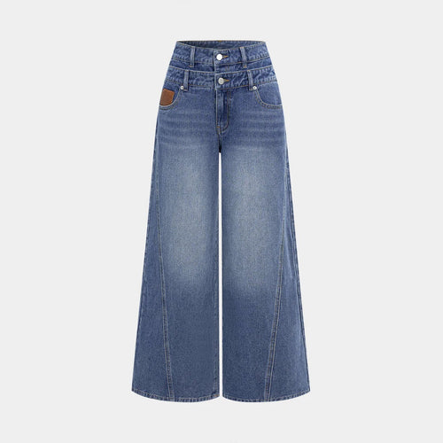 Ladies fashionable high-waist jeans with wide leg Lune London