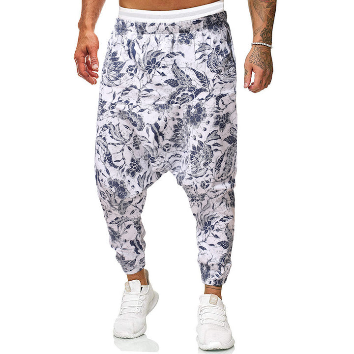Harem pants for men with unique fancy pattern and elastic waist Lune London