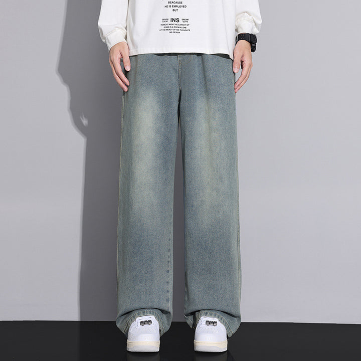 Men's wide denim jeans with a modern worn look Lune London