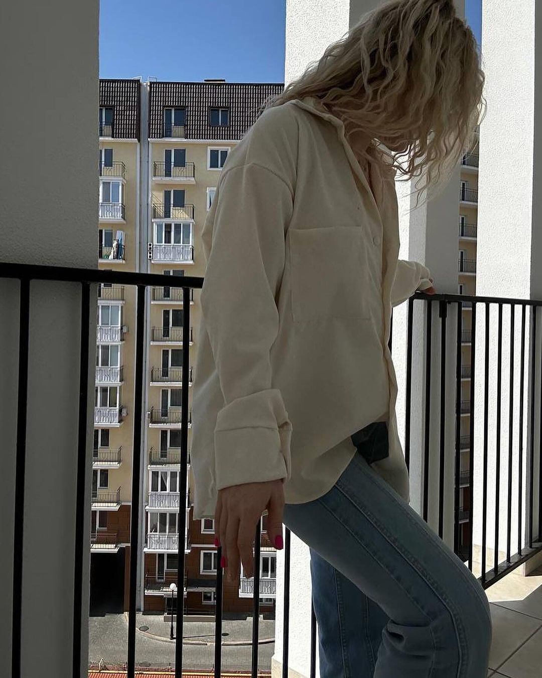 Casual shirt jacket for women in soft textured material Lune London