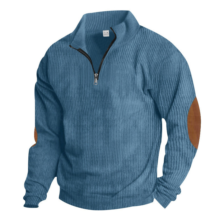 Men's sweater with high collar and leather applications Lune London