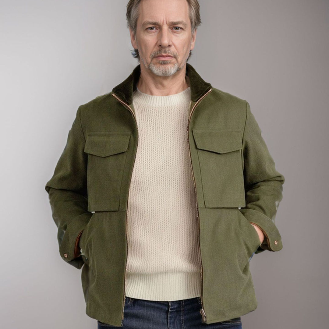 Practical utility jacket for men with large patch pockets Lune London