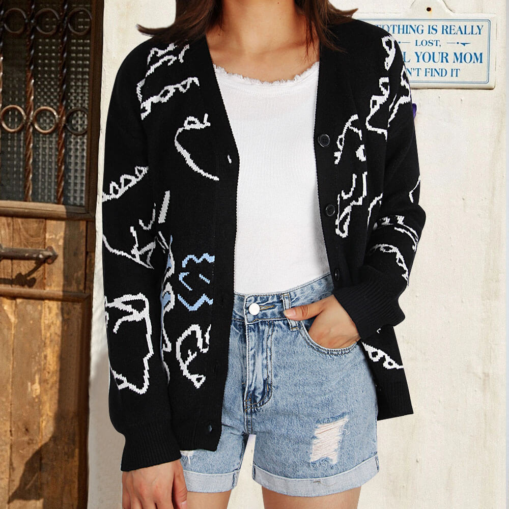Cardigan pour femmes à motifs avec motif de dinosaure amusant Chic & Stil