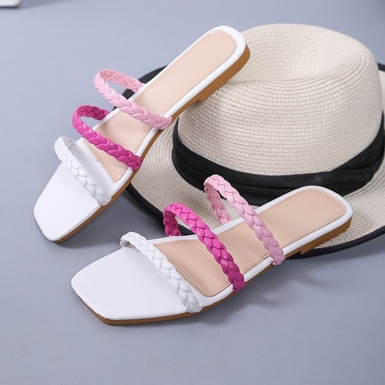 Elegant Women Strap Sandals with Woven Detail Lune London