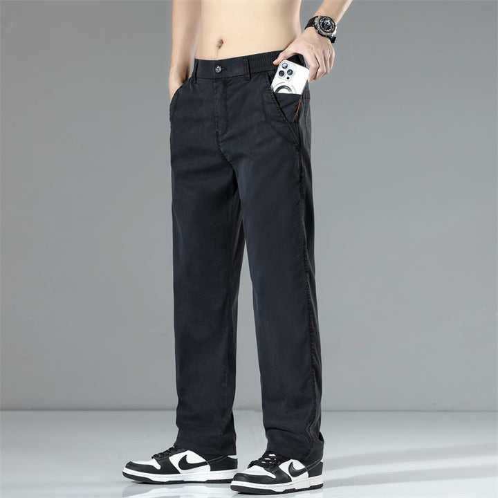 Comfortable chino pants for men with elastic waistband and practical side pockets Lune London