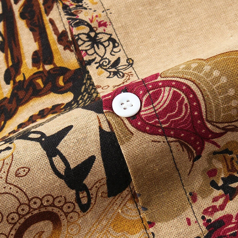 Short sleeve shirt for men with elaborate background print and classic collar Lune London