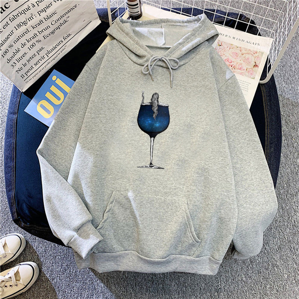 Women's hoodie with creative cocktail design Chic & Stil