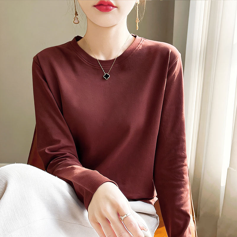 Women Round Neck Long Sleeve Shirt Chic & Stil