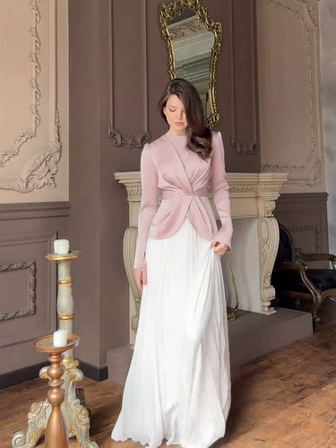 Women elegant quilted blazer set with pleated skirt Lune London