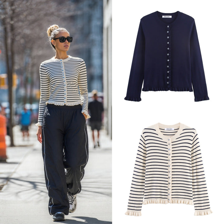 Ladies elegant cardigan with ruffle details Lune London