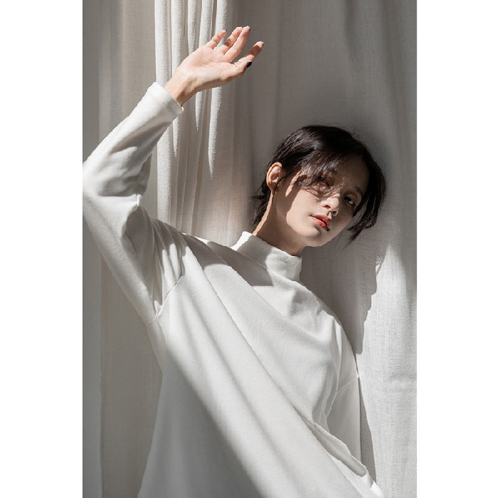 Ladies elegant long sleeve top with high collar Chic & Stil