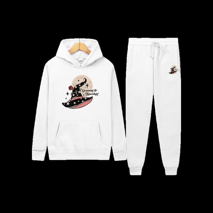 Women's Hooded Sweatshirt and Jogging Pants Set with Cool Halloween Design Chic & Stil
