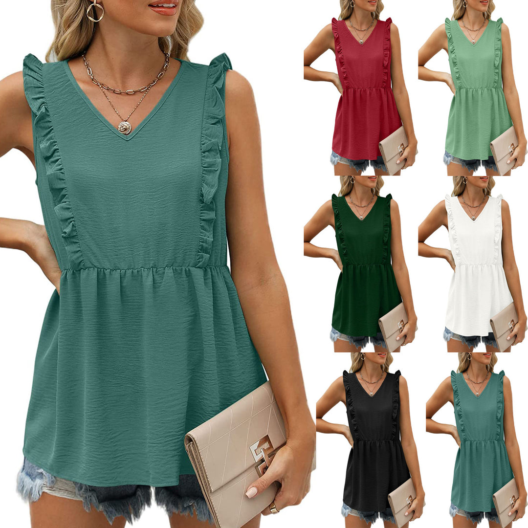 Top à volants pour femmes avec décolleté en V et coupe décontractée Chic & Stil