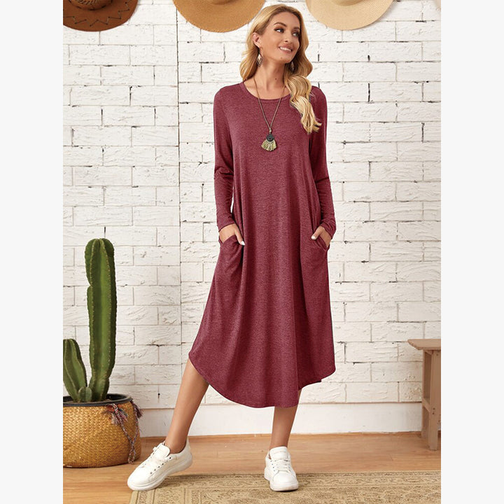 Casual long dress with long sleeves for women with practical pockets Lune London