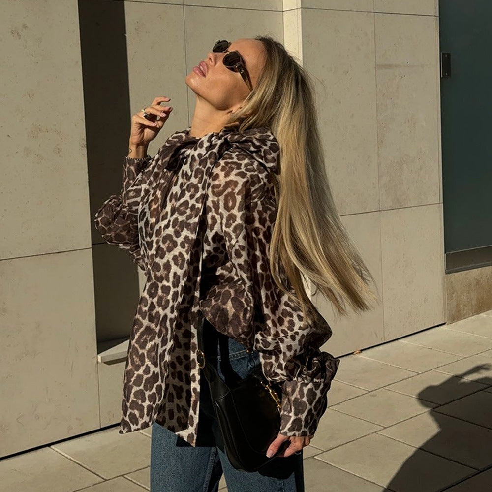 Ladies Oversized Shirt with Unique Leopard Print Lune London