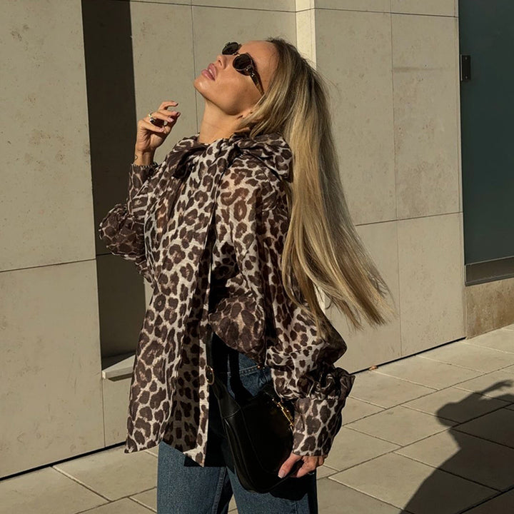 Ladies Oversized Shirt with Unique Leopard Print Lune London