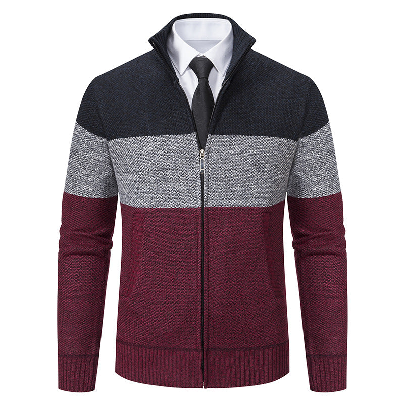 Trendy knit jacket for men with stand-up collar and modern zipper Lune London