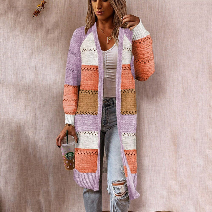 Women's knitted cardigan with open front and decorative pattern Lune London