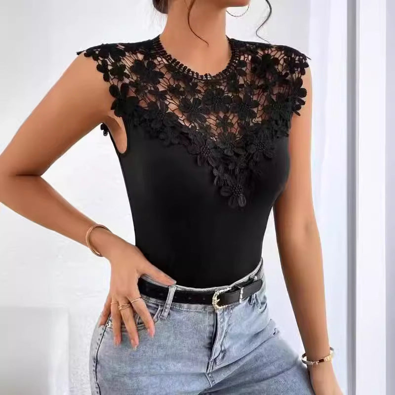 Ladies Floral Lace Detail Bodysuit Lune London