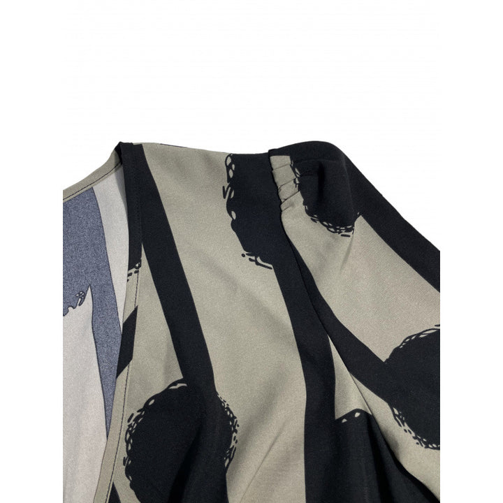 Maxi dress for women with striped polka dot design and puff sleeves Lune London