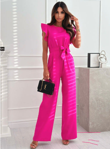 Dame Statement Jumpsuit with wide leg and belt detail Lune London