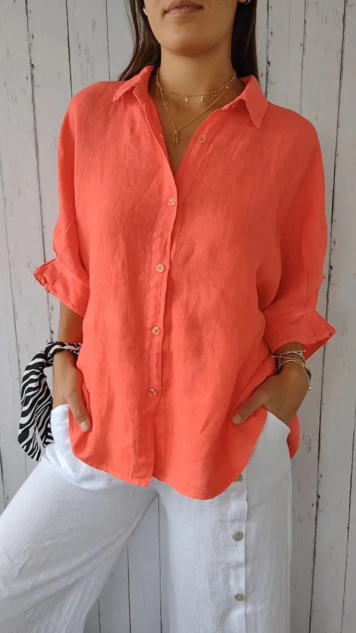 Women Light Linen Blouse with Loose Fit Lune London