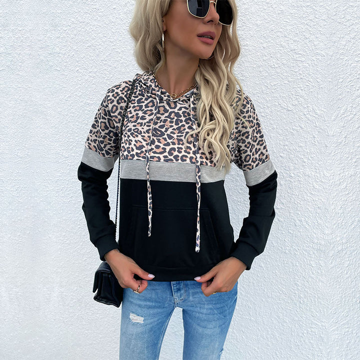 Women's hooded sweatshirt with trendy leopard print Lune London
