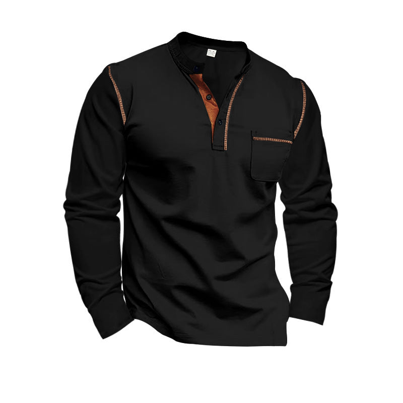 Stylish long sleeve shirt for men with high collar and chest pocket Lune London