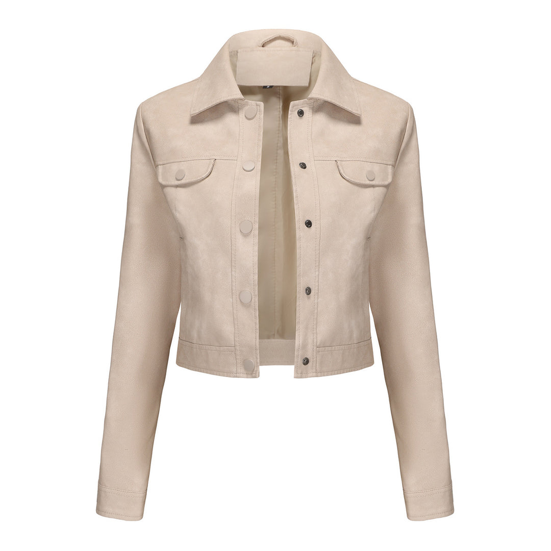 Chic and style short leather jacket for ladies