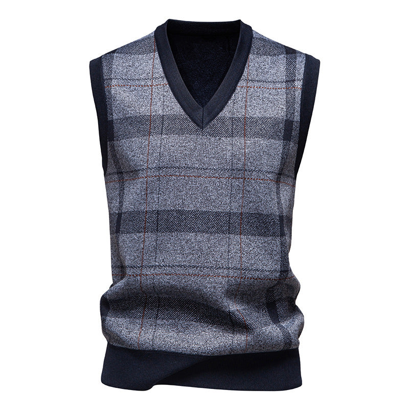 Knitted vest for men with a modern checkered pattern Lune London